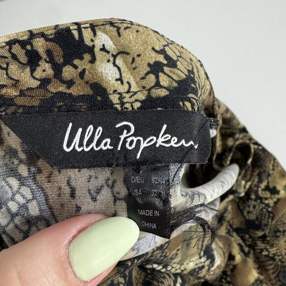 Ulla Popken Tunic Womens 32 Brown Snake Animal Print Button Front Top Travel - Picture 11 of 13